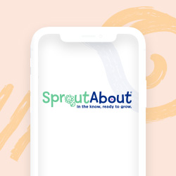 SproutAbout logo on a mobile phone