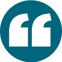 quote icon on a teal background